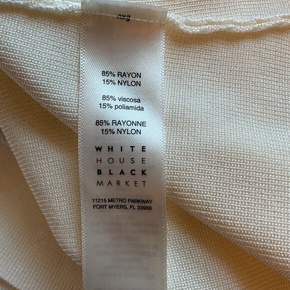 White House Off-White Cold-Shoulder Ribbed Knit Mock Neck Long Sleeve Top S - Picture 6 of 8